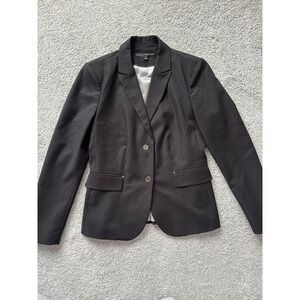 Harve Benard Black Single Button Blazer Jacket Women 6 Pinstripe Line Silver